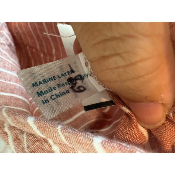 NWT Marine Layer Hi-Rise Beach Shorts Bombay Brown White Stripe Womens Sze Large - Picture 10 of 12